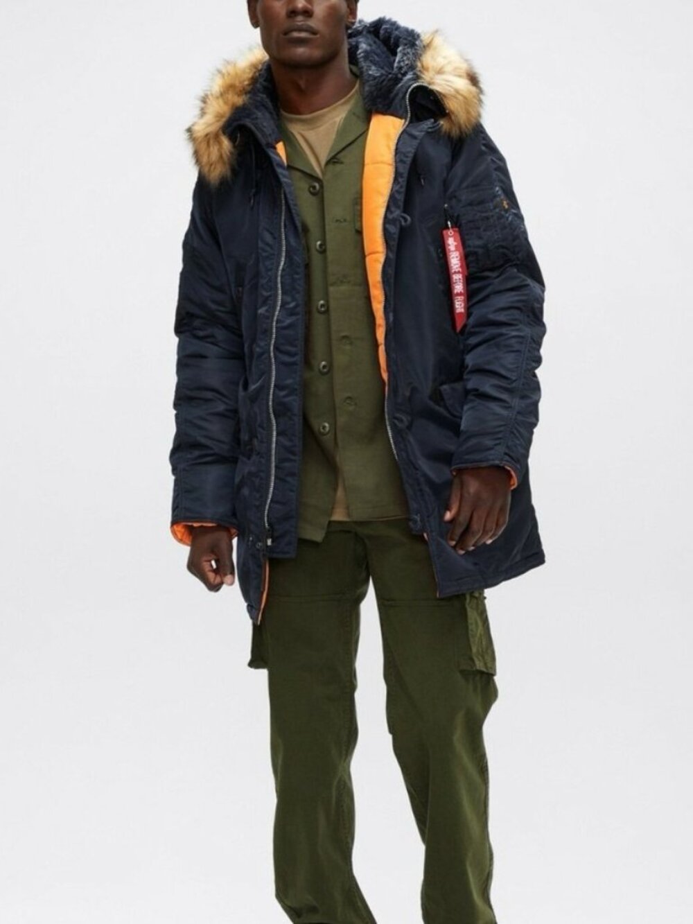 Alpha Industries Extreme Cold Weather Military Parka Coat Type N-3B Blue Sz XL
